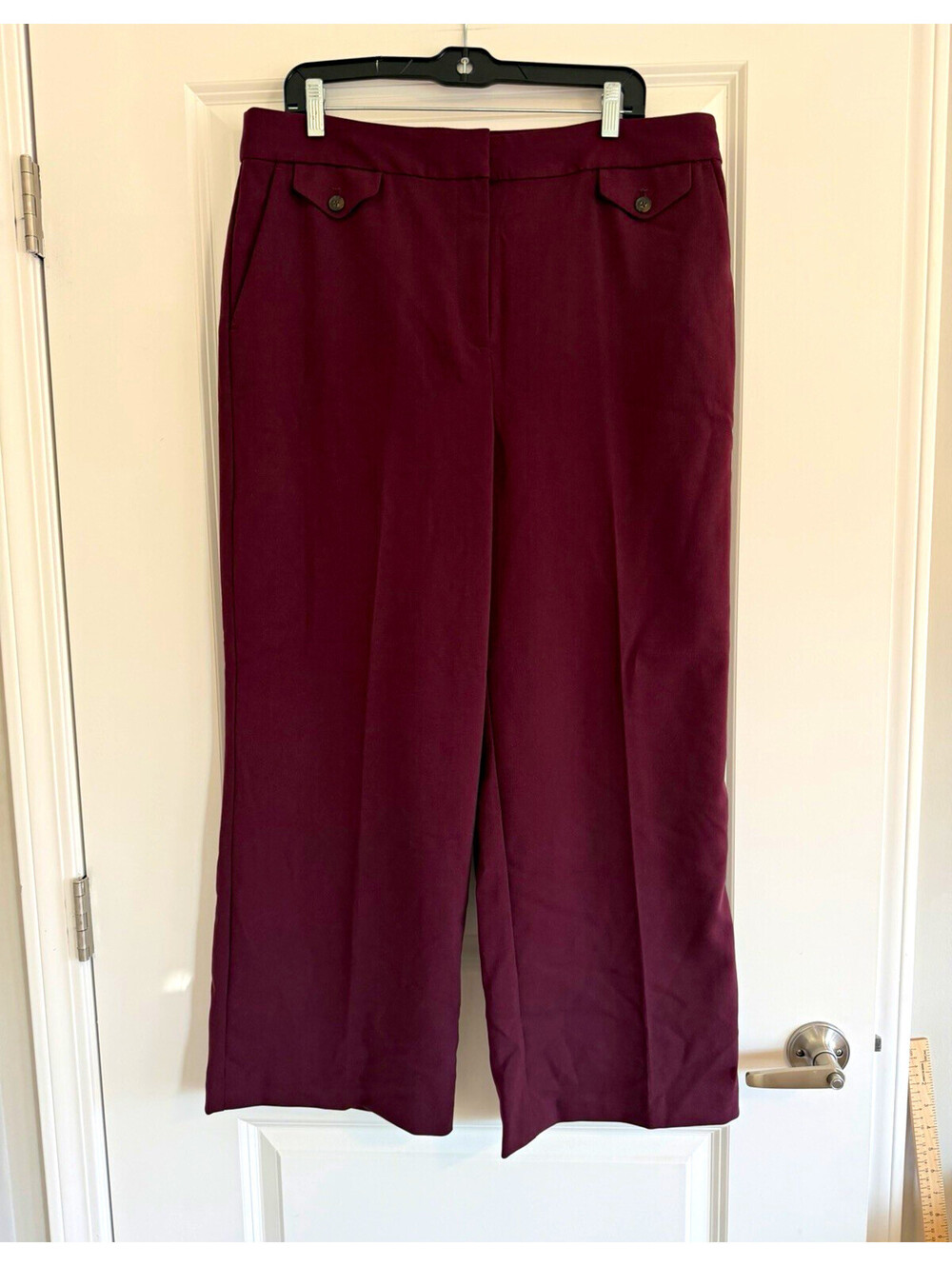 LOFT Women's Size 14 Burgundy Wide Leg Trouser Pants NWT Office Chic Fall